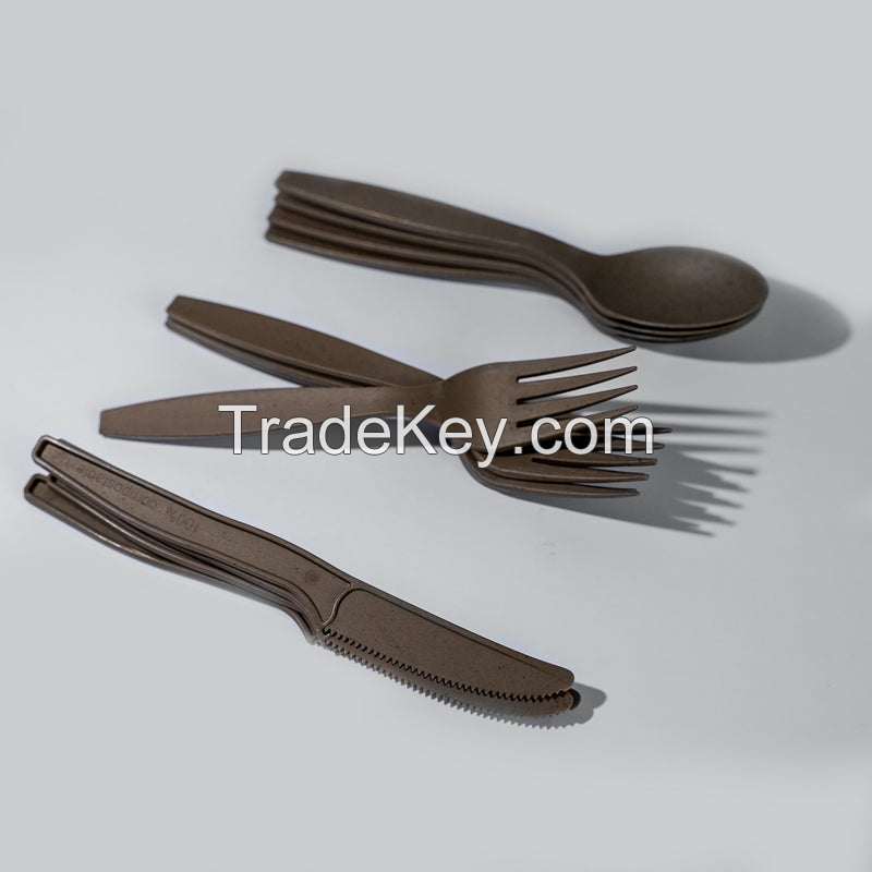 RECYCLABLE COFFEE GROUNDS UTENSIL SET / SUSTAINABLE DESIGN / EARTH-CONSCIOUS CHOICE