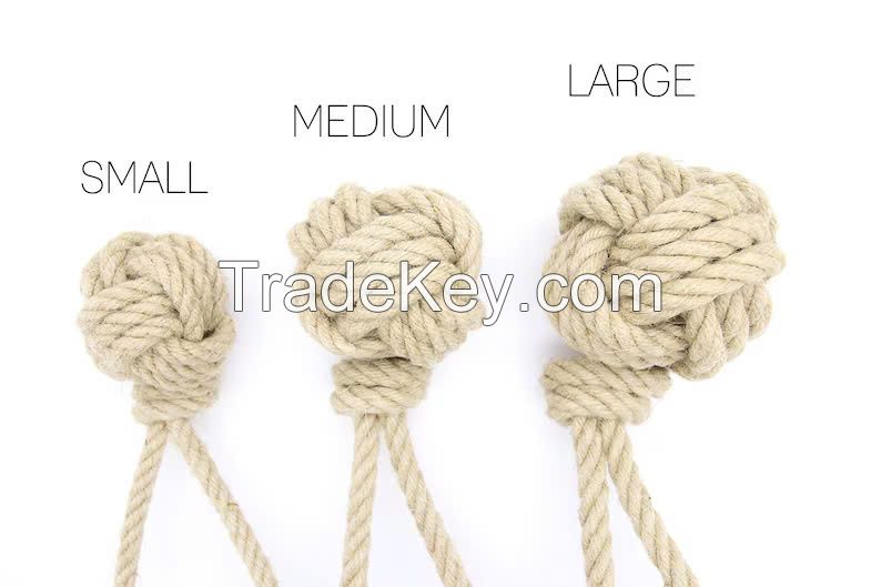 STURDY AND FUN HEMP BALL PET TOY (WITH ROPE) / SUSTAINABLE CHOICE / GREAT VALUE / MADE IN VIETNAM