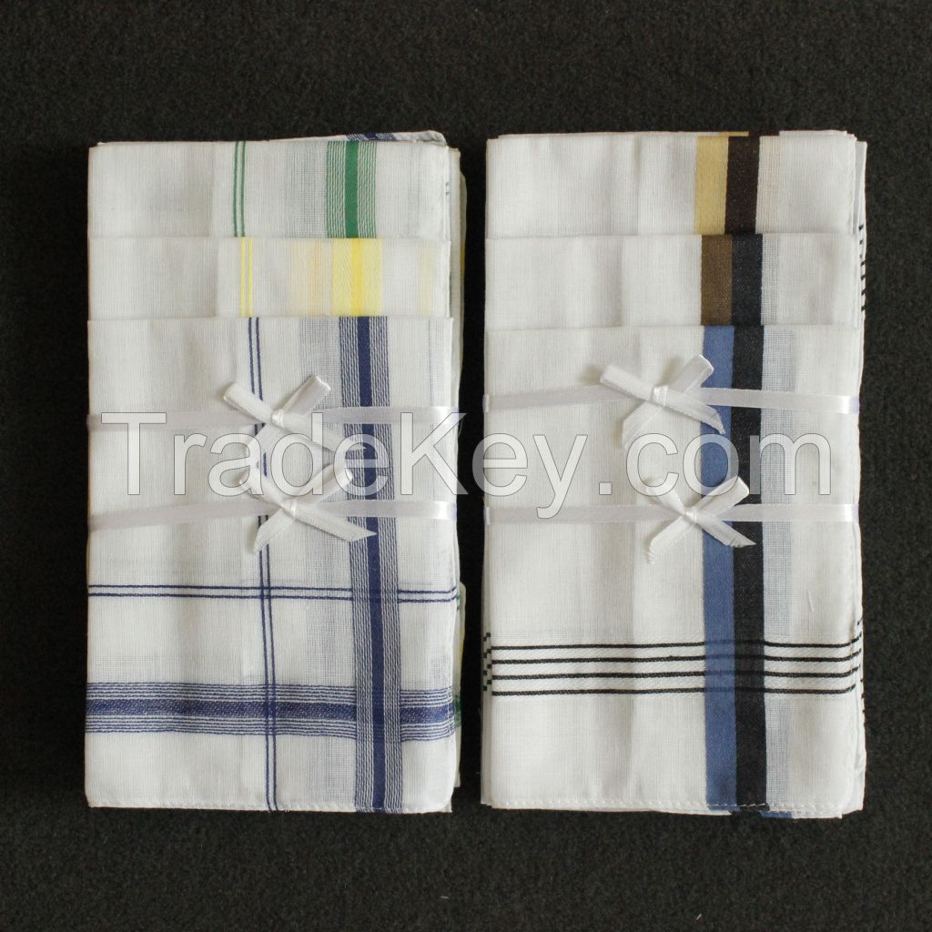 good quality wholesale cheap cotton stripe men's handkerchief