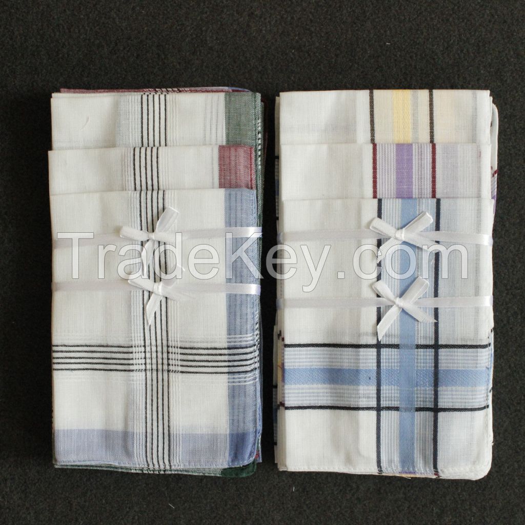 good quality wholesale cheap cotton stripe men's handkerchief