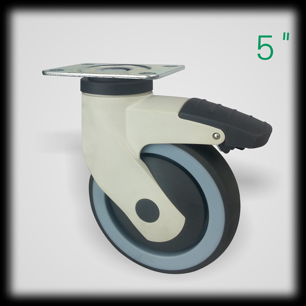 5 Inch TPR Double Brake Medical Caster Wheels