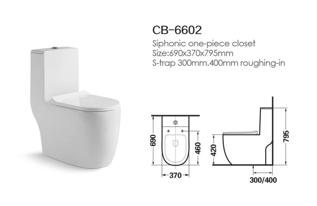 COCOBELLA S Trap Siphon Jet Flushing one piece toilet sets for restaurant