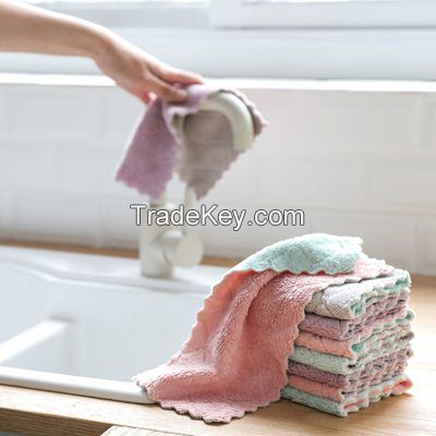 Non-stick coral velvet fat pendant hand delicate soft towel kitchen bathroom hand towel lace design high quality M4