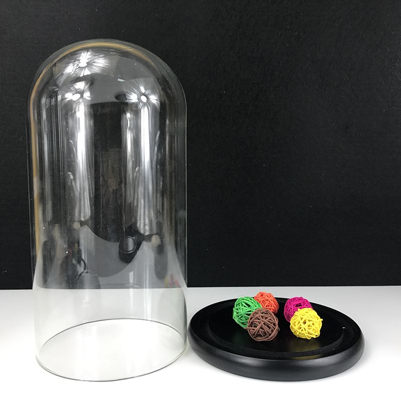 Wholesale or Custom Glass Dome Flask with Base Glass Vase with Wooden Base