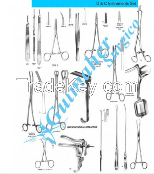 D&c instruments set for dilation and curettage.