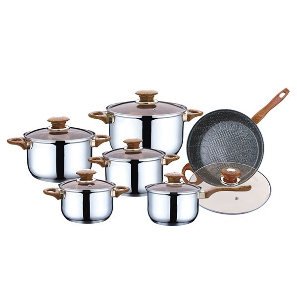 Stainless steel cookware set 12pcs