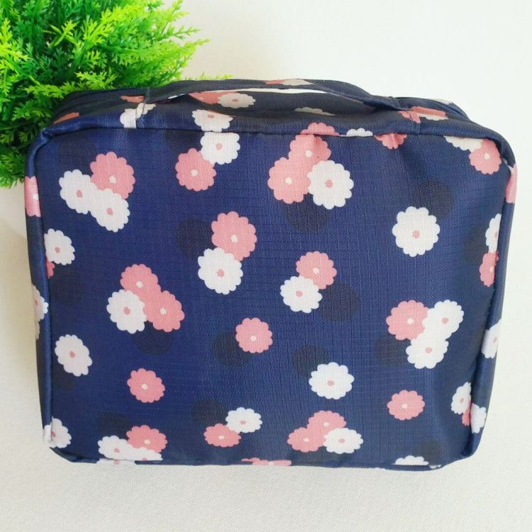 flower printing convas cosmetic bag storage bag with handle