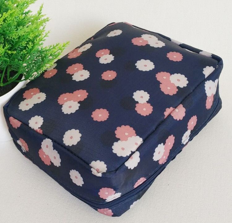 flower printing convas cosmetic bag storage bag with handle