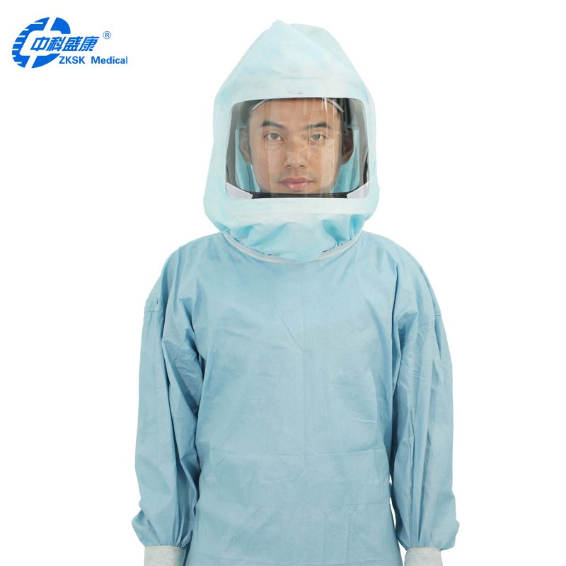 Hospital consumables surgical gown with medical hood in nonwoven fabric