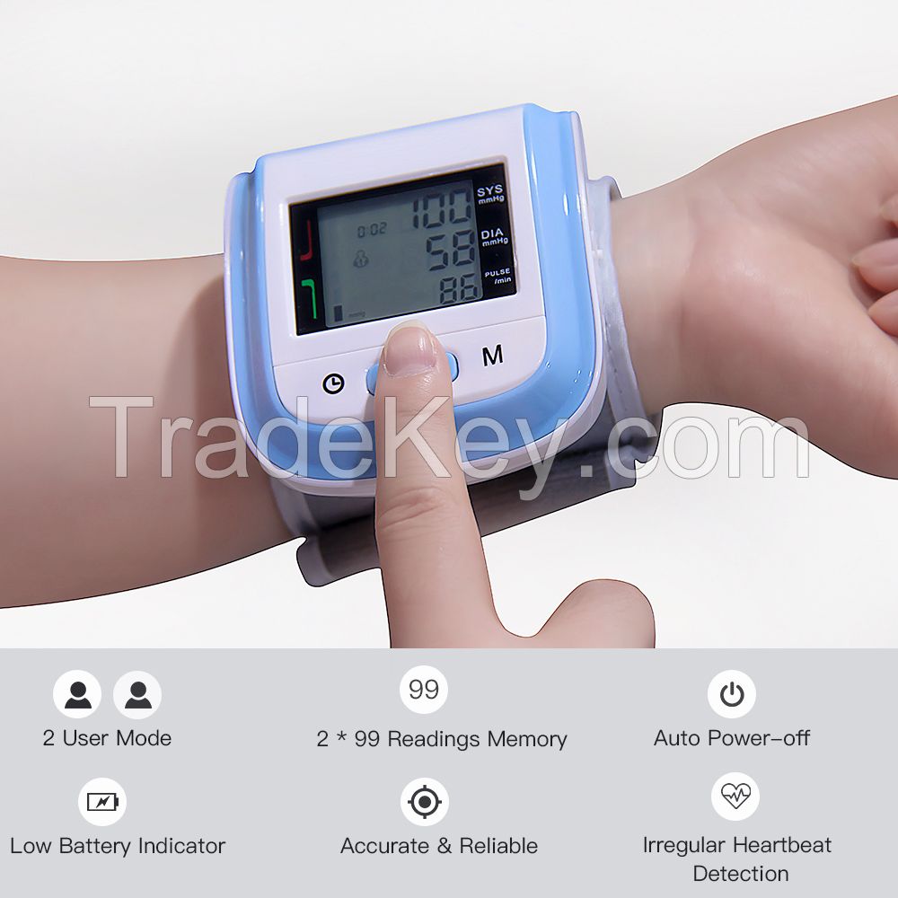 Digital LCD Wrist Blood Pressure Monitor Heart Beat Rate Pulse Measure Sphygmomanometer BPW1