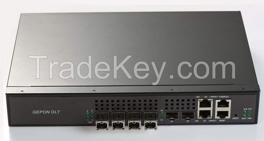 1U rack 4port EPON OLT optical line terminal 4PON WEB SNMP CTC  hiosotech.com 