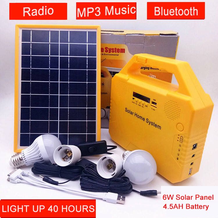 Good quality solar energy lighting kit with music radio bluetooth