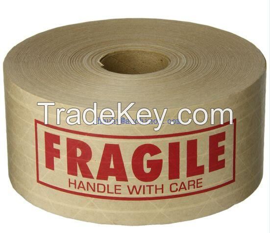 with Firberglass Custom Printed Packing Adhesive Kraft Paper Tape Fiber Reinforced Kraft Paper Tape