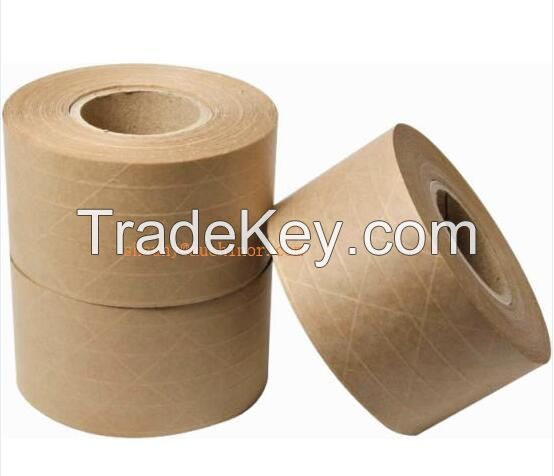 with Firberglass Custom Printed Packing Adhesive Kraft Paper Tape Fiber Reinforced Kraft Paper Tape