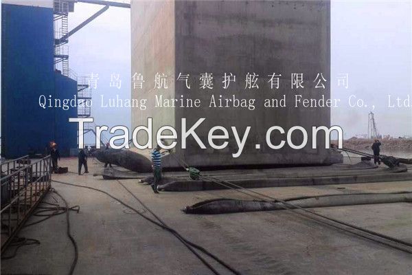Ship landing and Sunken  hauling lifting inflatable rubber airbag