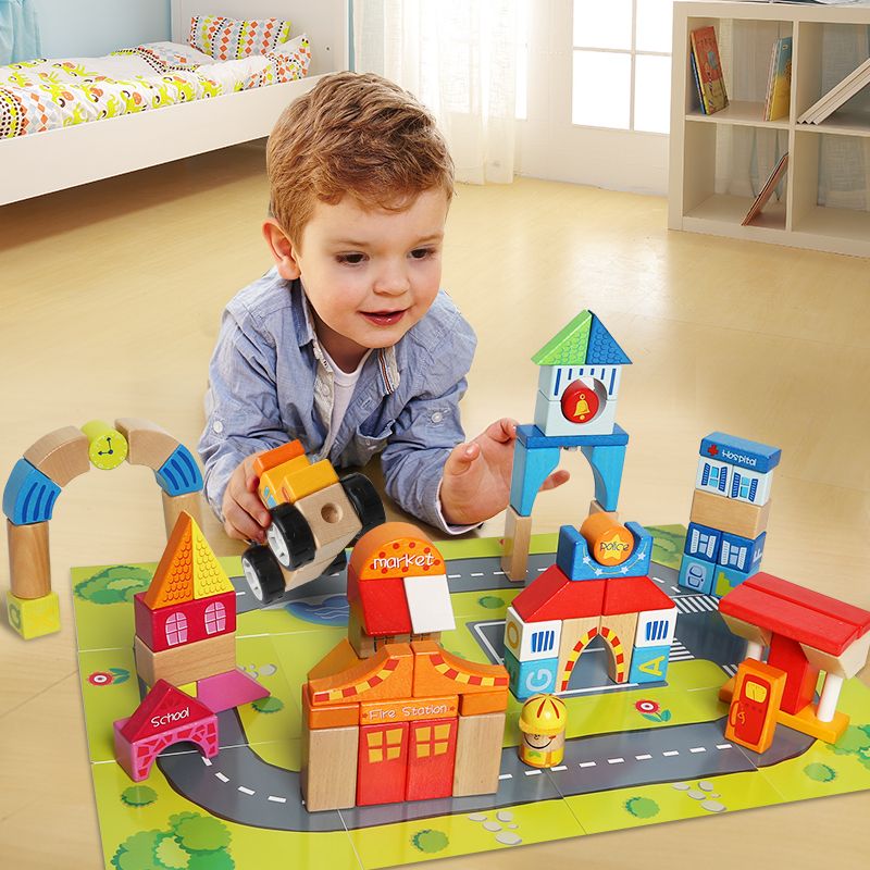 84pcs building blocks with card slot, easy to building city traffic.