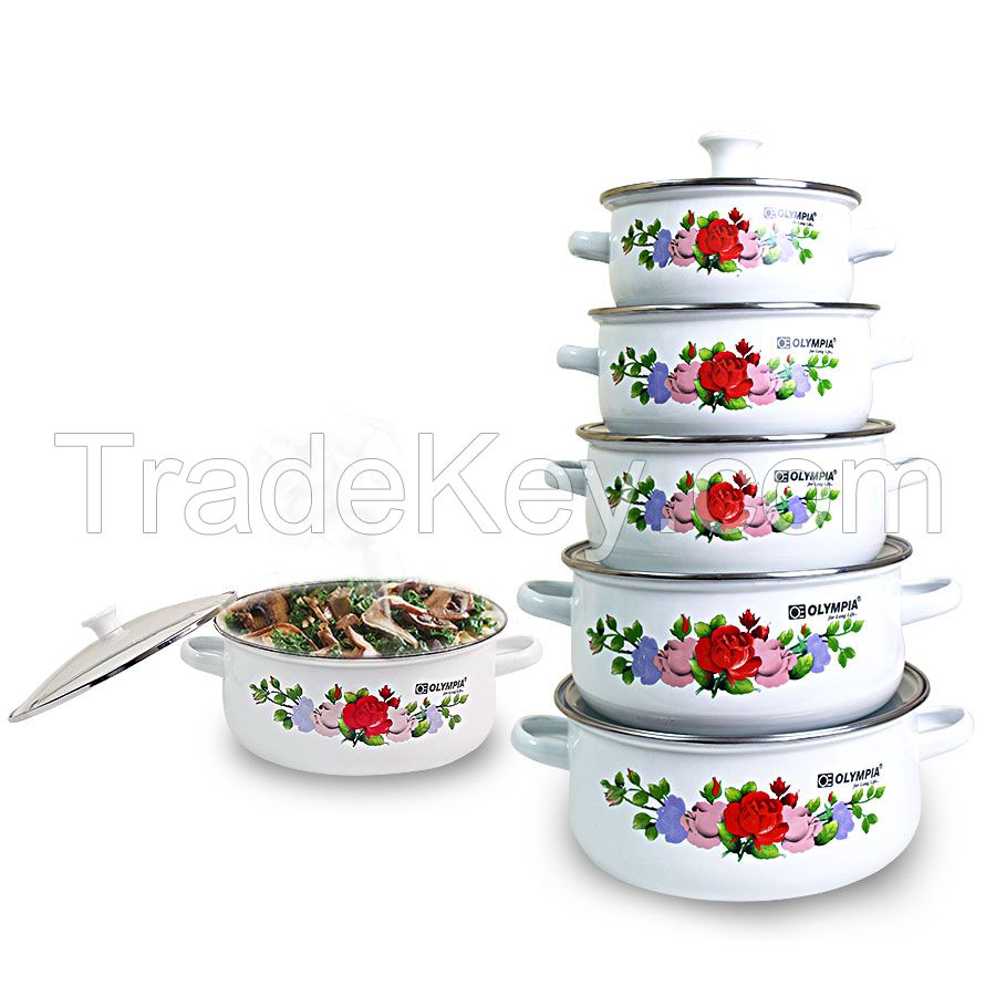 10 Pcs Casserole Set - OE-18 Olympia Red Flowers