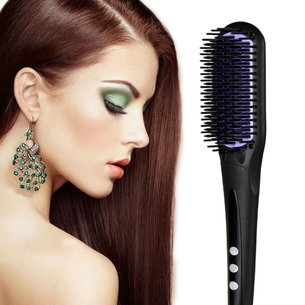 Electric Hair Straightener Brush Comb Fast Ceramic Professional Straightening Irons Hair Brushes