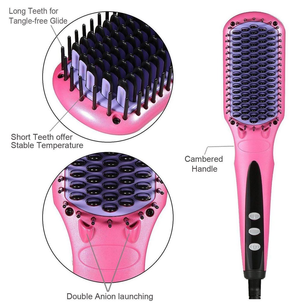Electric Hair Straightener Brush Comb Fast Ceramic Professional Straightening Irons Hair Brushes