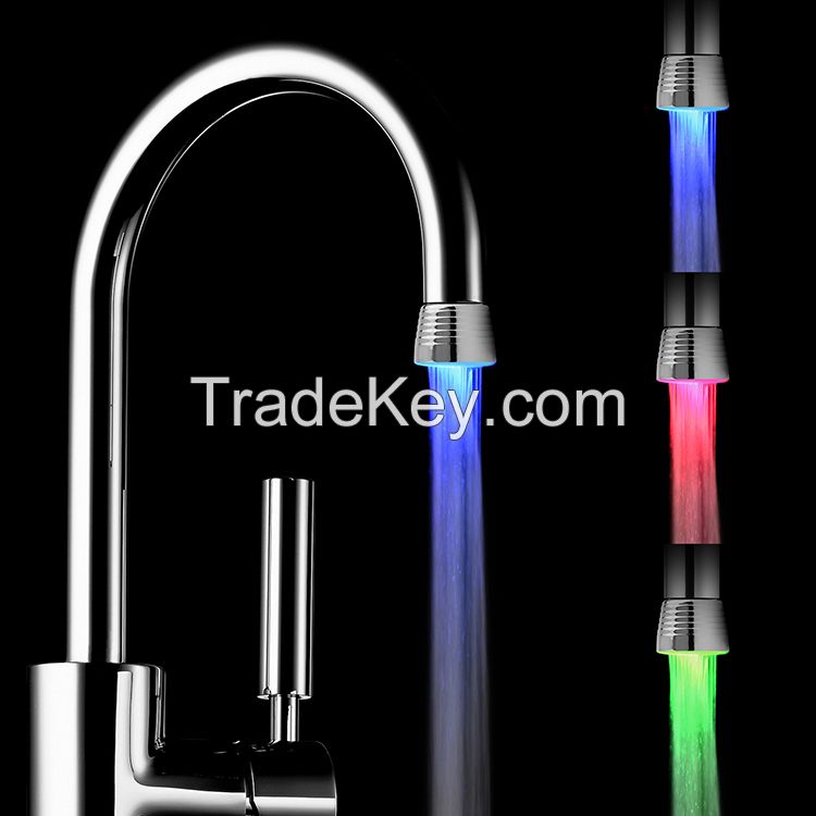 Top Quality Kitchen Sink LED Plastic Automatic Bathroom Faucet 3 LED Colors Change Water Tap with Flexible LED