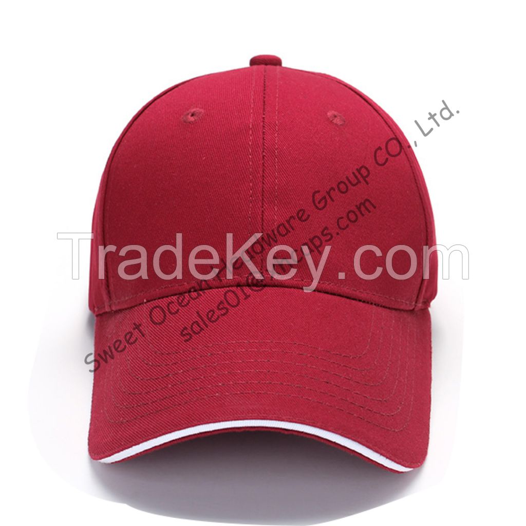 100%  Cotton Customized Baseball Caps with Embroidered Eyelet