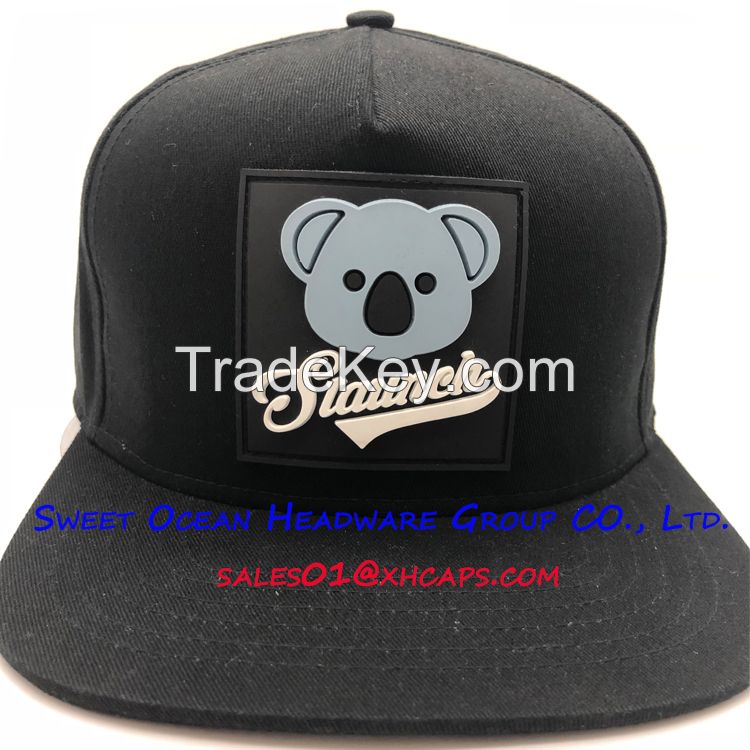 Customized 100% Acrylic Unisex Hip-Hop Snapback Caps With Rubber Patch