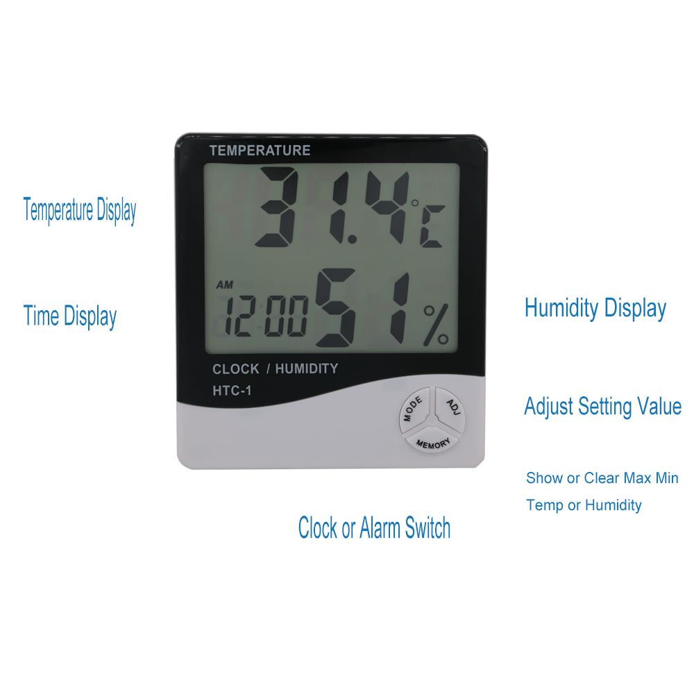 Indoor Thermometer Measuring Humidity Sensor Temperature Meter Weather Station Digital