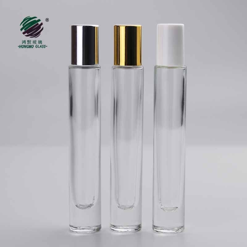 1/3 oz 10ml 10 ml thick bottom cylinder clear glass roll on bottle with stainless steel roller ball