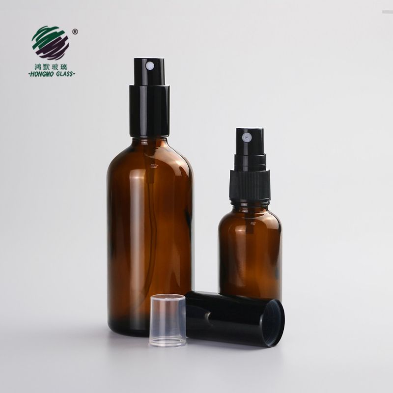 amber essential oil glass dropper bottle with spray pump for cosmetic packaging 5ml 10ml 15ml 20ml 30ml 50ml 100ml