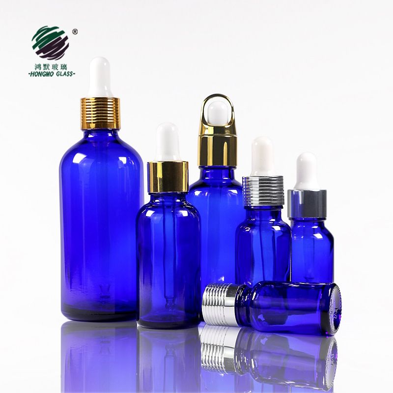 Empty Cobalt Blue Perfume Glass Bottles 50ml Glass E-liquid Bottle Dropper 100ml Free Samples