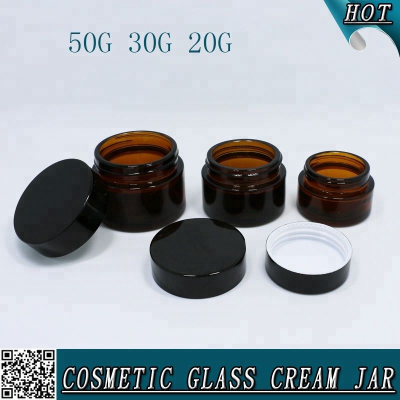 15ml 30g 60ml 100ml 100g amber glass cream jar with lids