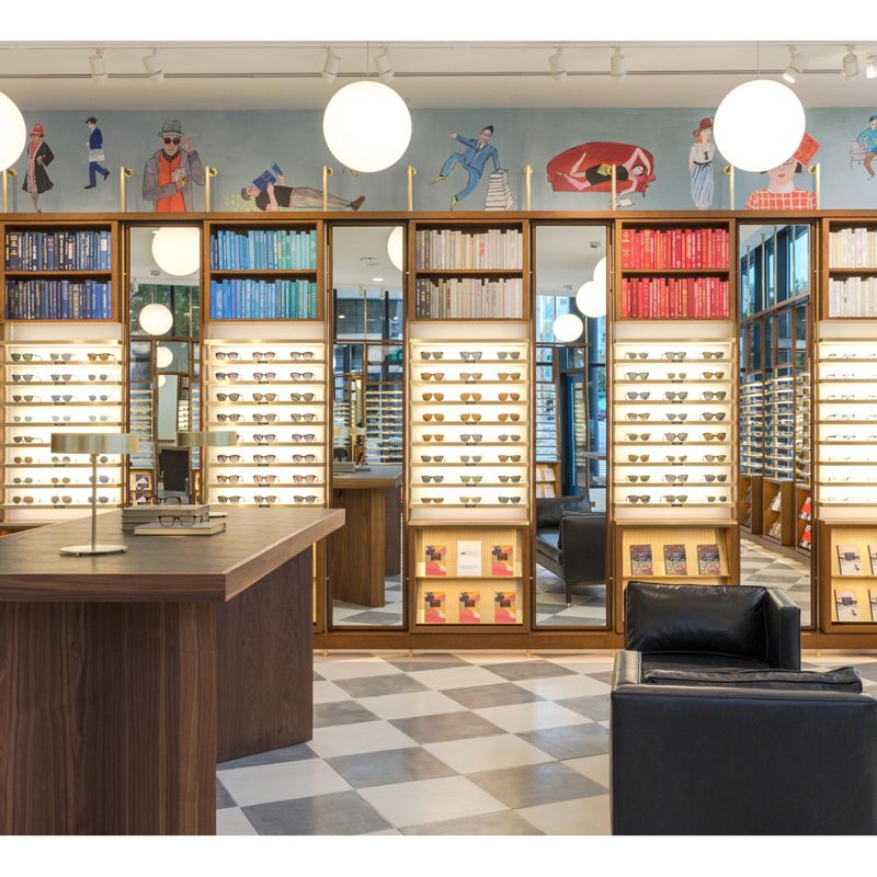 Modern Wooden Eyewear Showcase Display Cabinet
