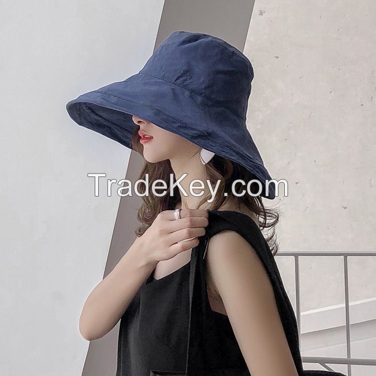 New Fashion Female Big Along Bucket Hat Black