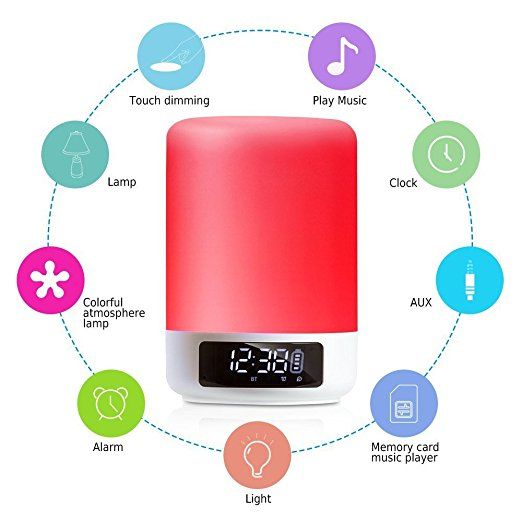 Fabric Wireless LED display Speakers Portable Bluetooth Speaker with Alarm Clock
