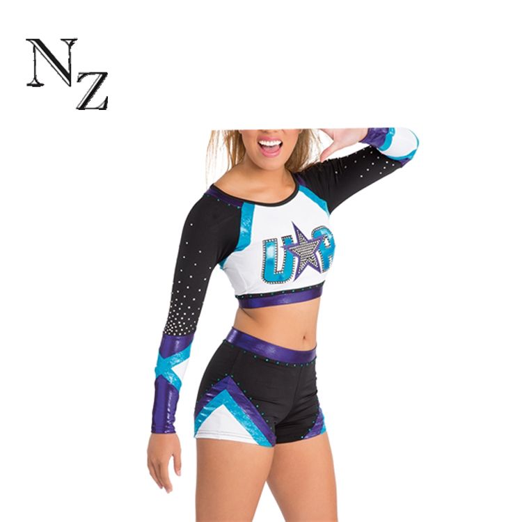 custom rhinestones sublimation youth sparkle cheerleading uniforms