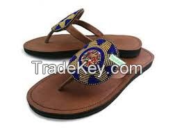 African beaded leather sandles