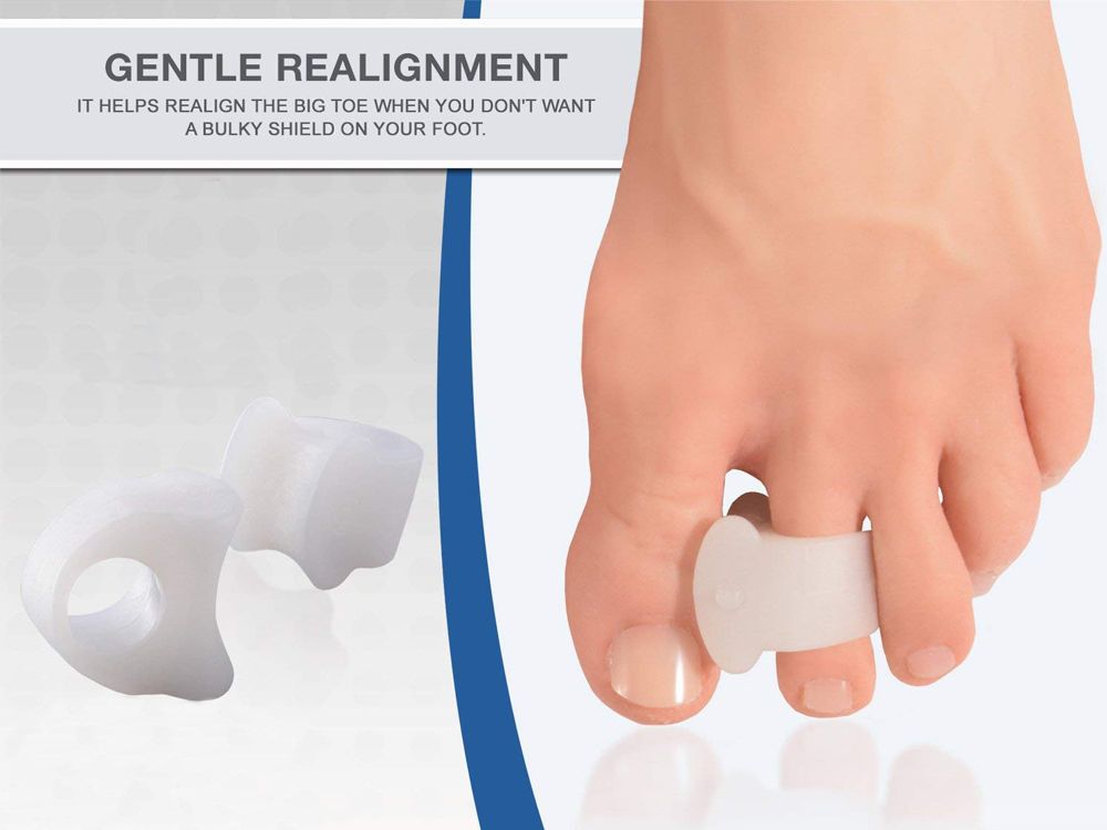 Original Toe Spacers for Bunions, 2 Pieces, Temporary Bunion Corrector - Soft Gel Bunion Splint Toe Separators - Fast Bunion Relief  TS143