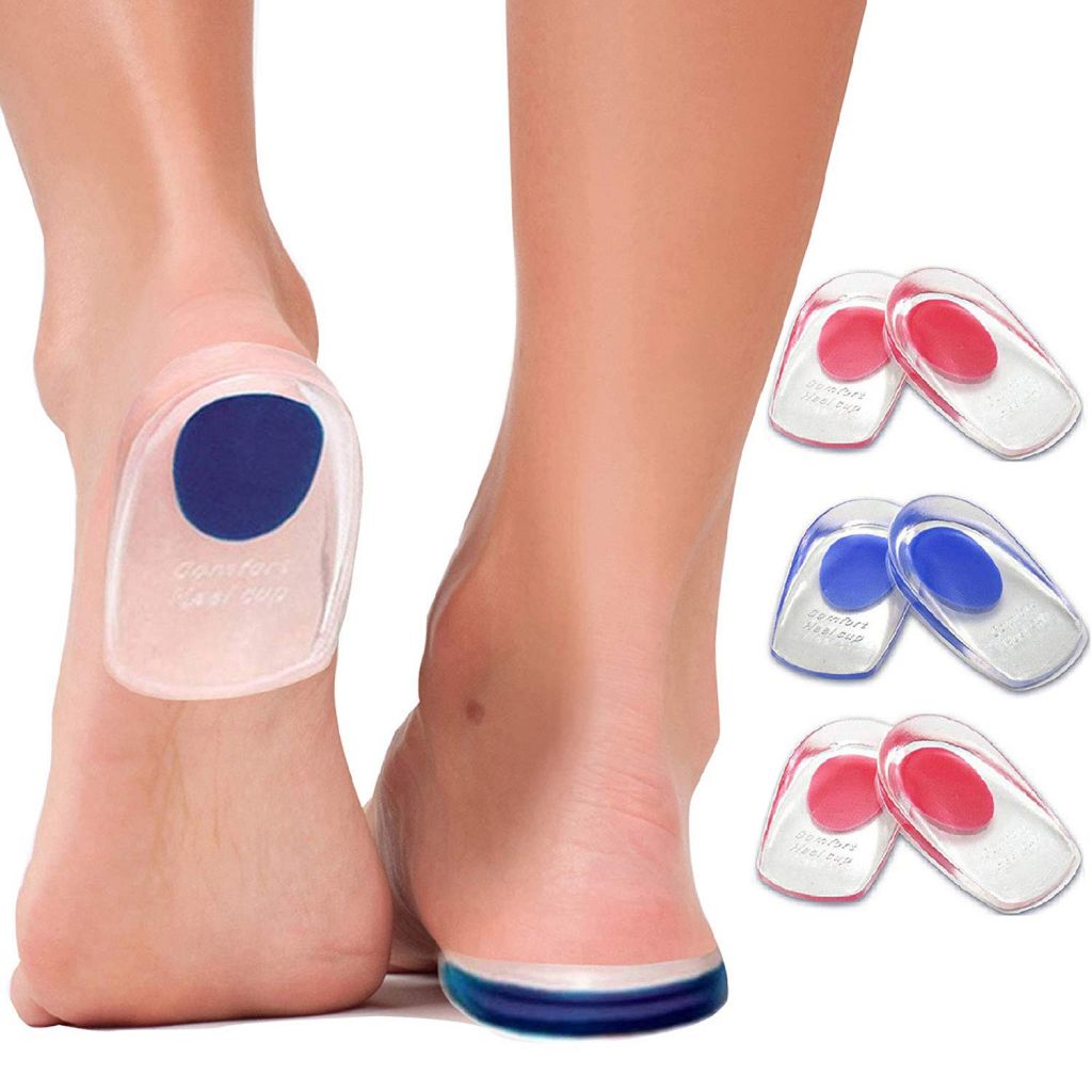 1pair Silicone Gel Heel Cups, Shoe Inserts for Plantar Fasciitis, Sore Heel Pain, Bone Spur and Achilles Pain, Pad and Shock Absorbing Support  ZG133