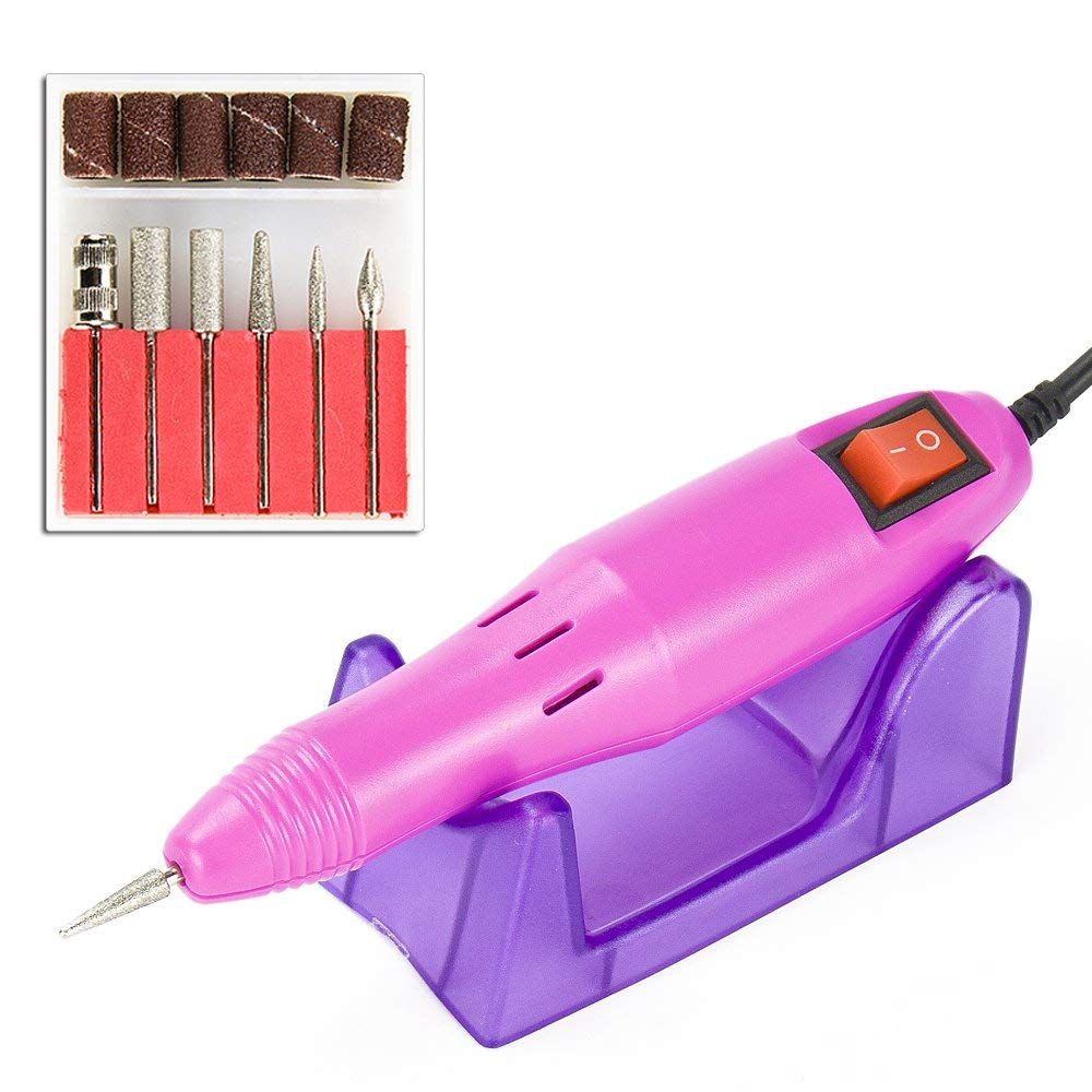 Finger Toe Nail Care Electric Nail Drill Machine Manicure Pedicure Kit Nail Art File Drill with 100pcs of Sanding Bands 30pcs Drill Bits