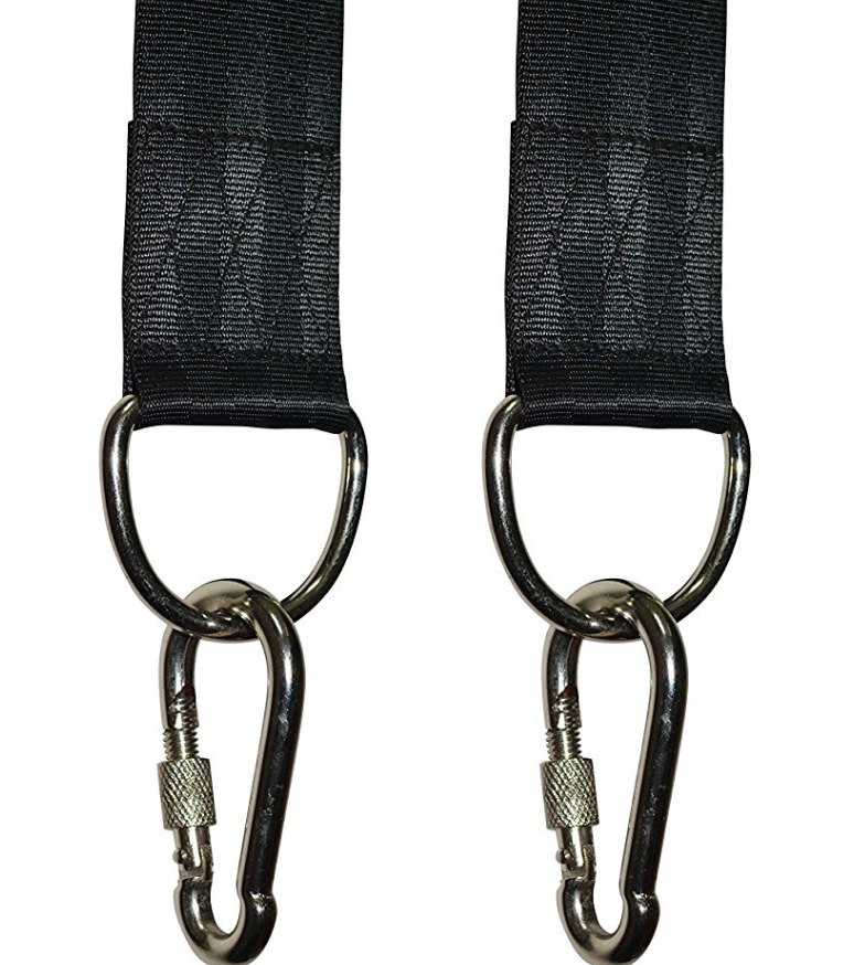 Tree Swing Straps Hanging Kit (Set of 2) - 10ft Long with Two Size D Shape Ring and Two Zinc Alloy Carabiners - 2000Lbs Break Strength - for Swings and Hammocks Black&iq