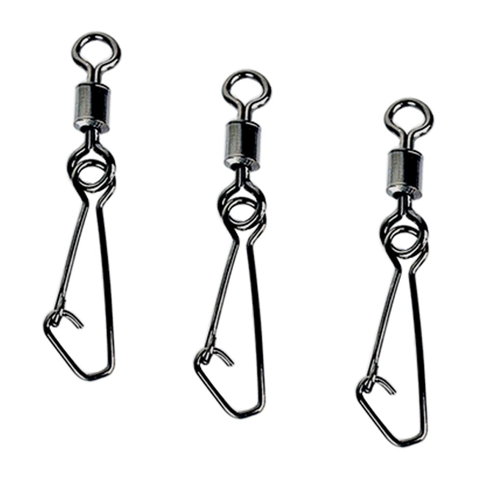 Fishing Duo-Lock Swivels Snap & 50pcs Fishing Rolling Ball Bearing Barrel Swivel with Safety Snap Connector, Stainless Steel Black Nickle Coated. DW123