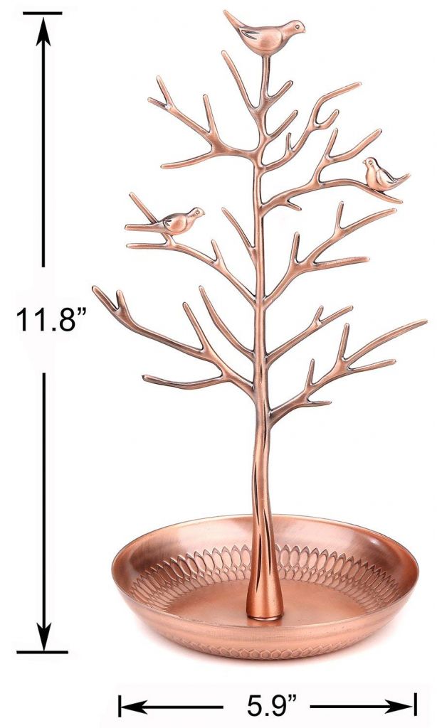 Bronze Birds Tree Jewelry Stand Display Earring Necklace Holder Organizer Rack Tower  Tw115