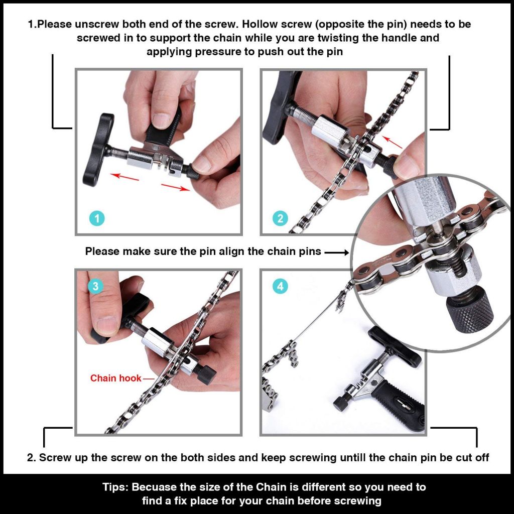 Universal Bike Chain Tool with Chain Hook, Road and Mountain Bicycle Chain Repair Tool, Bike Chain Splitter Cutter Breaker, Bicycle Remove and Install Chain Breaker Spliter Chain Tool (BT001)