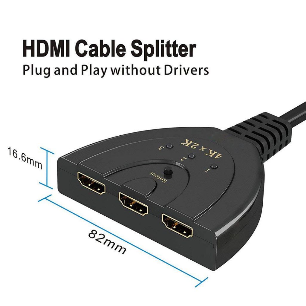HDMI Switch, 3 Port 4K HDMI Switch 3x1 Switch Splitter with Pigtail Cable Supports Full HD 4K 1080P 3D Player  HM122
