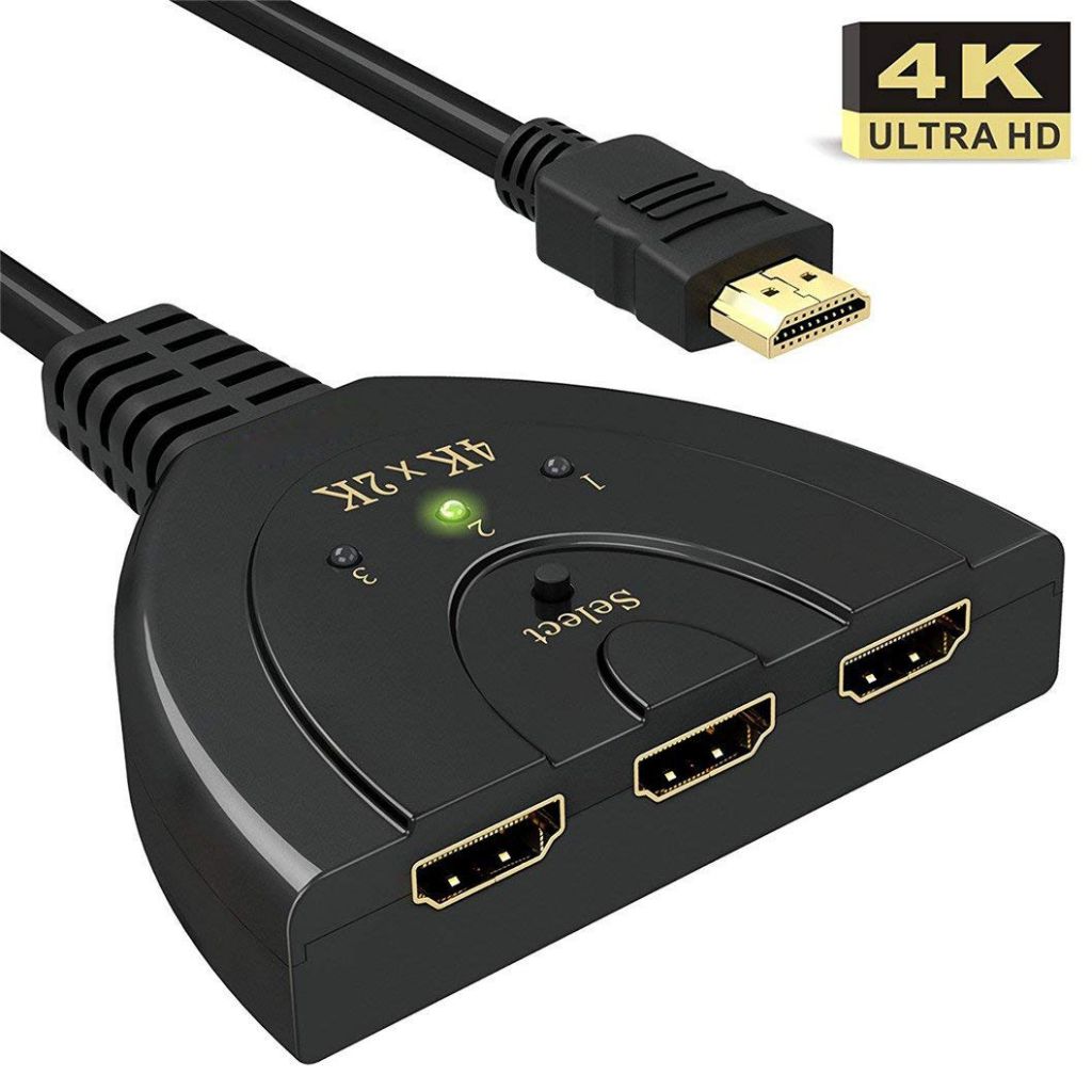 HDMI Switch, 3 Port 4K HDMI Switch 3x1 Switch Splitter with Pigtail Cable Supports Full HD 4K 1080P 3D Player  HM122