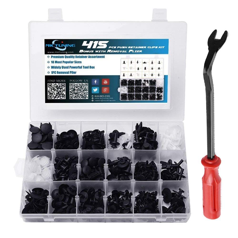  18 Most Popular Sizes 415 Pcs Plastic Car Push Retainer Clips Kit with Fastener Remover Auto Trim Assortment Set For GM Ford Toyota Honda Chrysler CT109