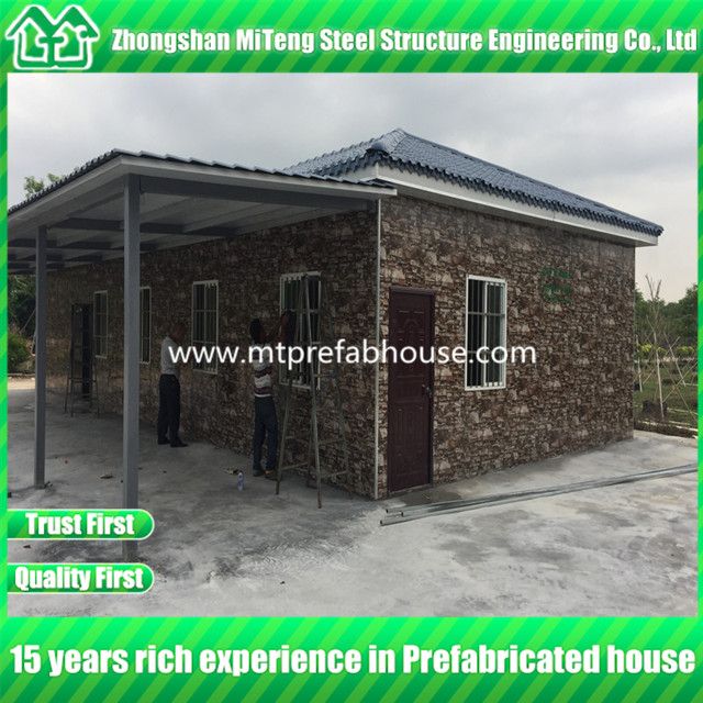 Prefab House Kits With 3 Bedroom and One Living room with Cultural Stone Sandwich Panel