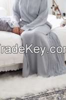 Rhinestone Pleated Abaya