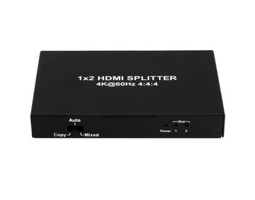 1x2 HDMI Splitter, HDCP2.2, Supports 3D, 4Kx2K@60Hz(YUV 4:4:4), 18G, HDR, EDID