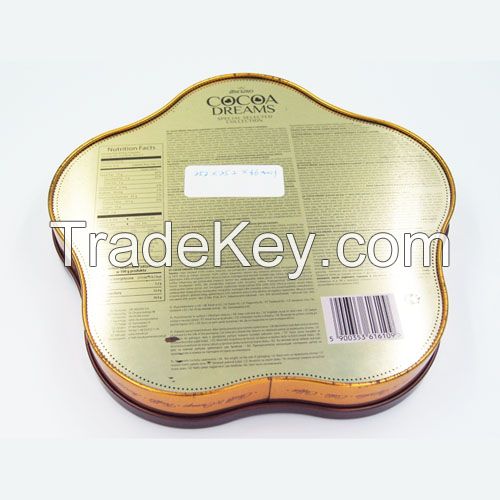 flower-shape chocolate tin box manufacture in China